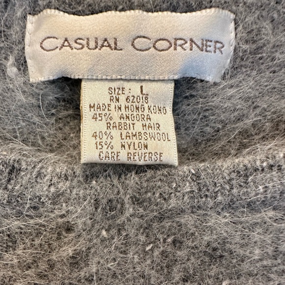 Casual Corner Angora wool blend argyle front sweater. - Picture 3 of 7